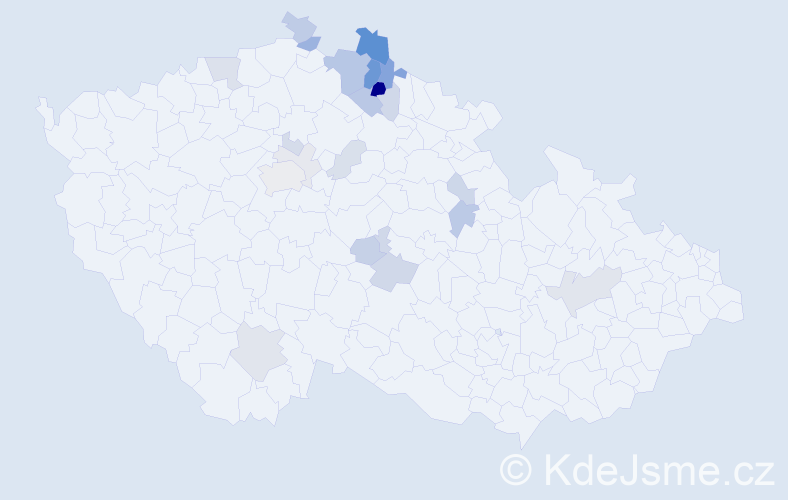 Příjmení: 'Mrklasová', počet výskytů 61 v celé ČR