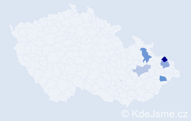 Příjmení: 'Kotterbová', počet výskytů 9 v celé ČR