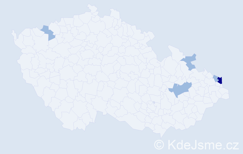 Příjmení: 'Vyslucha', počet výskytů 9 v celé ČR