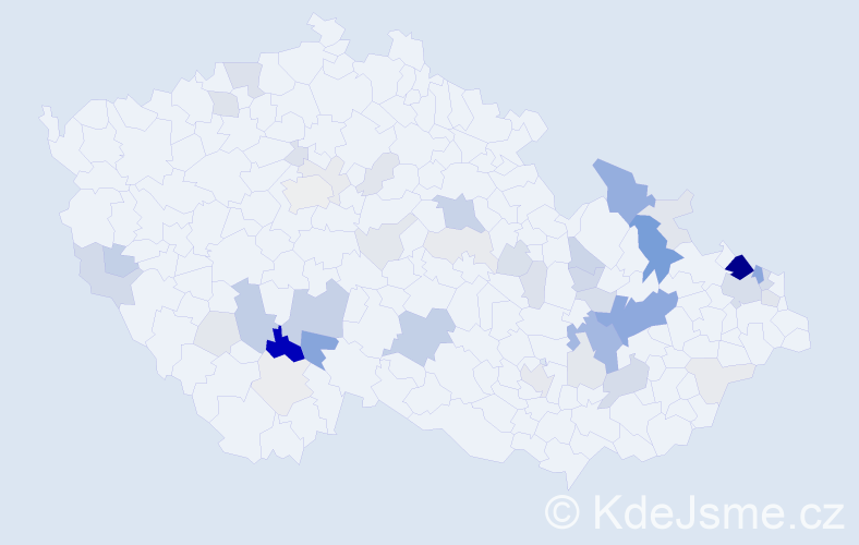 Příjmení: 'Čecháček', počet výskytů 161 v celé ČR