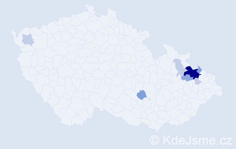 Příjmení: 'Káčová', počet výskytů 22 v celé ČR