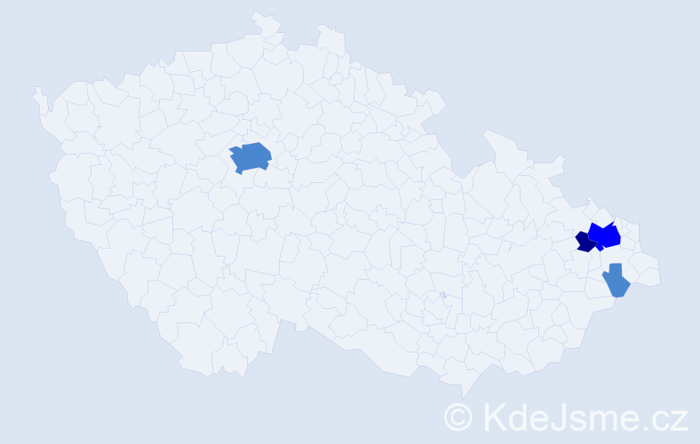 Příjmení: 'Hurtečáková', počet výskytů 7 v celé ČR