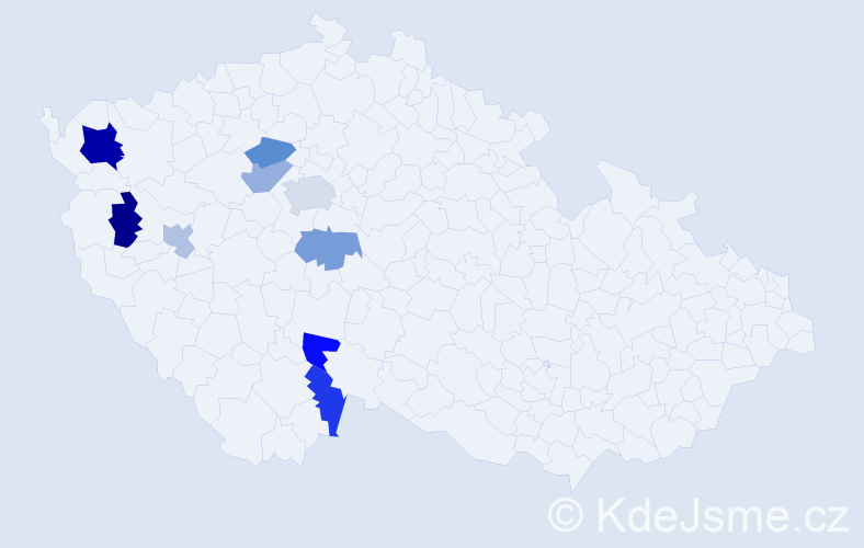 Příjmení: 'Egerer', počet výskytů 13 v celé ČR