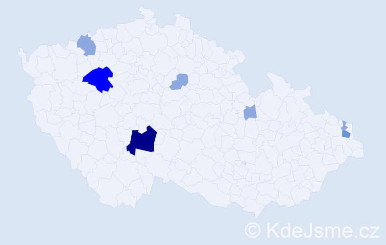Příjmení: 'Stiska', počet výskytů 21 v celé ČR