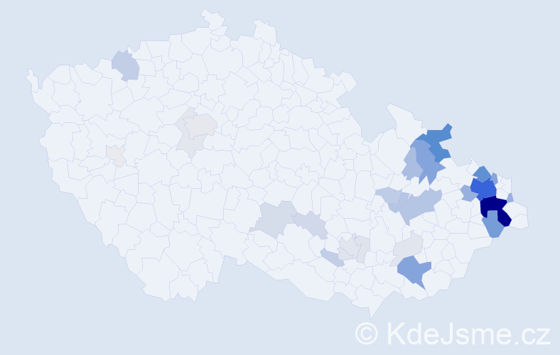 Příjmení: 'Klega', počet výskytů 152 v celé ČR