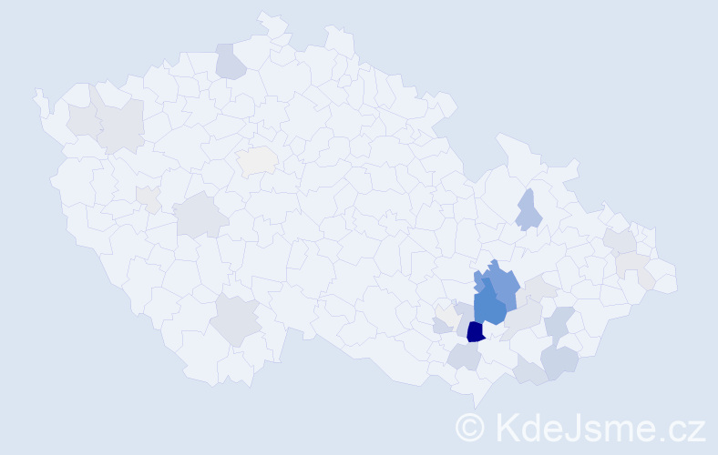 Příjmení: 'Klusal', počet výskytů 59 v celé ČR