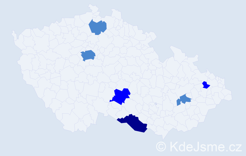 Příjmení: 'Zahrádecká', počet výskytů 10 v celé ČR
