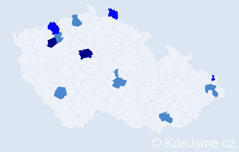 Příjmení: 'Kiliková', počet výskytů 18 v celé ČR