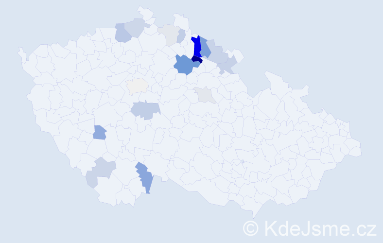 Příjmení: 'Povr', počet výskytů 42 v celé ČR