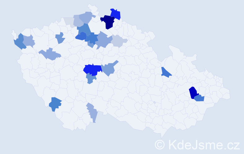 Příjmení: 'Kraka', počet výskytů 99 v celé ČR