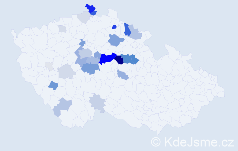 Příjmení: 'Turynová', počet výskytů 90 v celé ČR
