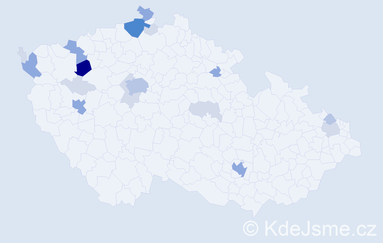 Příjmení: 'Benedek', počet výskytů 53 v celé ČR