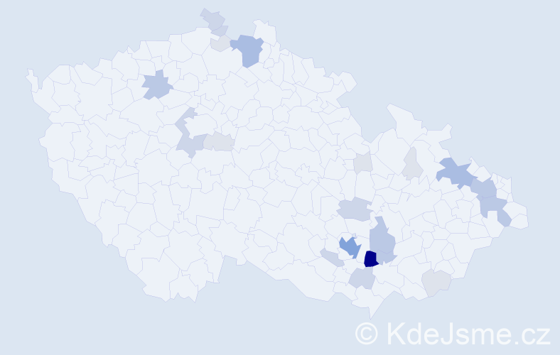 Příjmení: 'Andrla', počet výskytů 75 v celé ČR