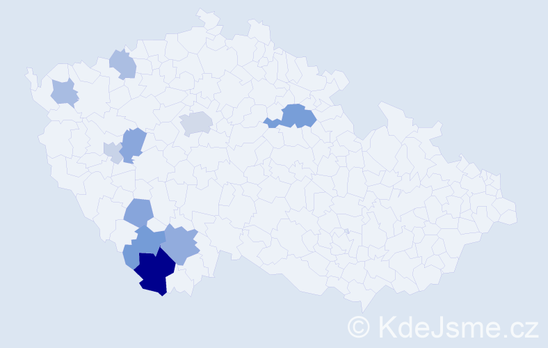 Příjmení: 'Jachim', počet výskytů 19 v celé ČR