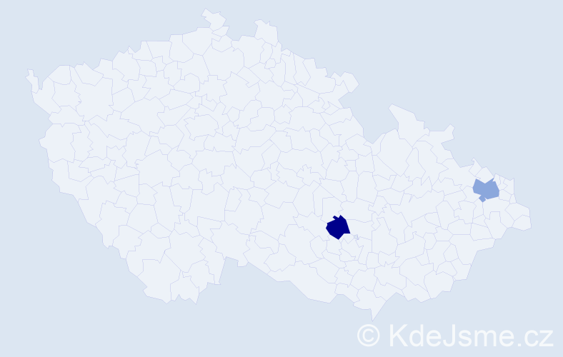 Příjmení: 'Křibková', počet výskytů 5 v celé ČR