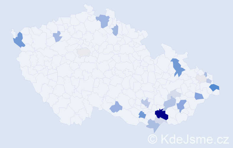 Příjmení: 'Pimek', počet výskytů 59 v celé ČR
