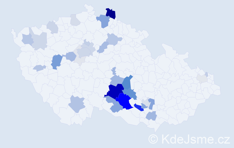 Příjmení: 'Partl', počet výskytů 151 v celé ČR