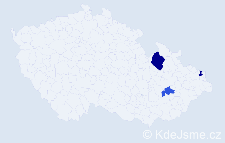 Příjmení: 'Česelková', počet výskytů 7 v celé ČR