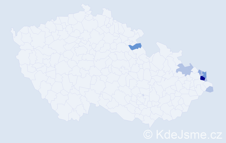 Příjmení: 'Kiszka', počet výskytů 40 v celé ČR