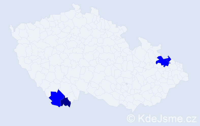 Příjmení: 'Paterek', počet výskytů 5 v celé ČR