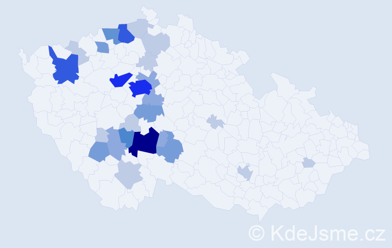Příjmení: 'Šitner', počet výskytů 75 v celé ČR
