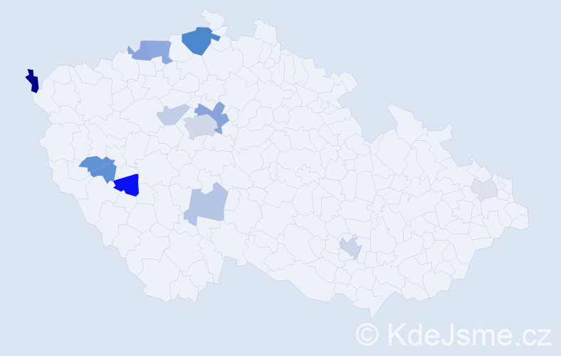Příjmení: 'Konšalová', počet výskytů 24 v celé ČR