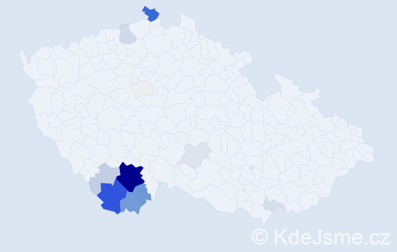 Příjmení: 'Čerklová', počet výskytů 59 v celé ČR