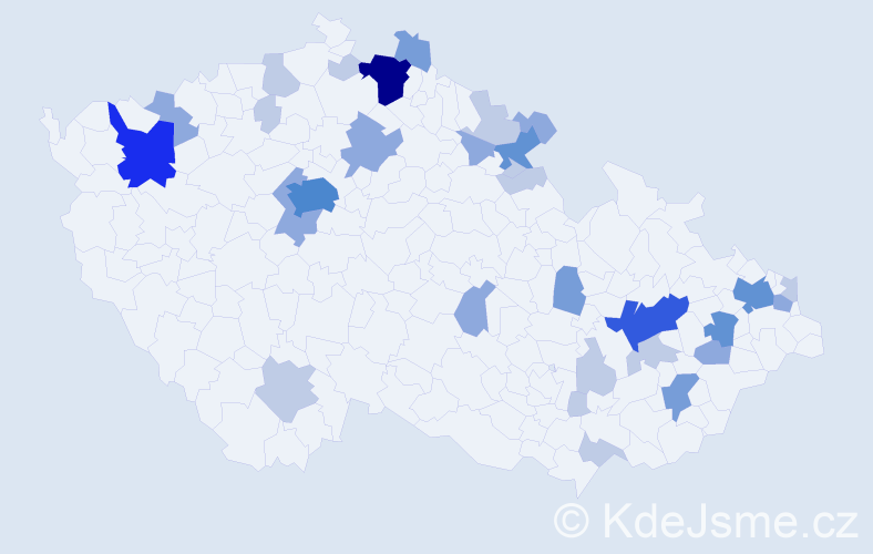 Příjmení: 'Hrnková', počet výskytů 77 v celé ČR