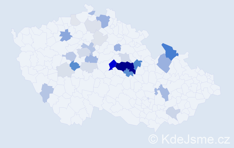 Příjmení: 'Profous', počet výskytů 100 v celé ČR