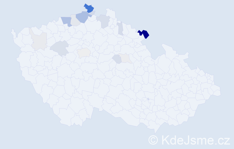 Příjmení: 'Deňo', počet výskytů 62 v celé ČR