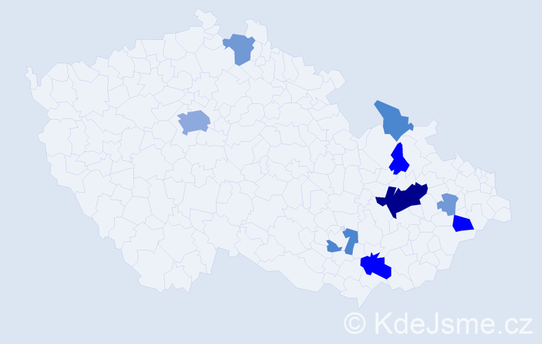 Příjmení: 'Prstková', počet výskytů 29 v celé ČR