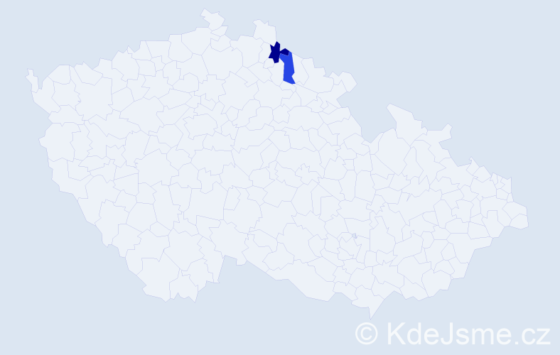 Příjmení: 'Šprengr', počet výskytů 5 v celé ČR