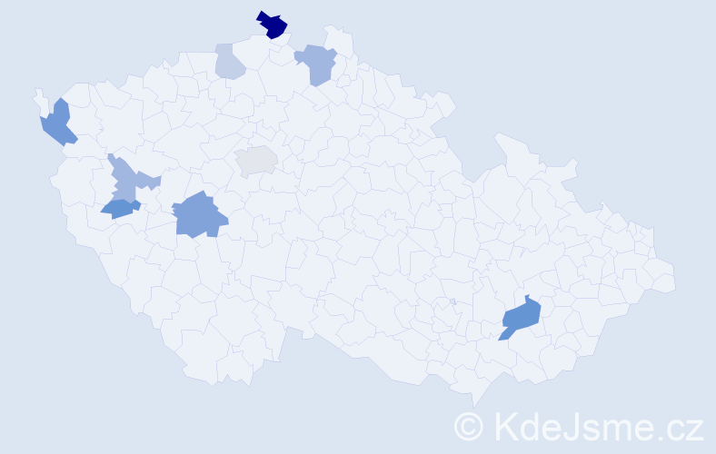 Příjmení: 'Andraši', počet výskytů 18 v celé ČR