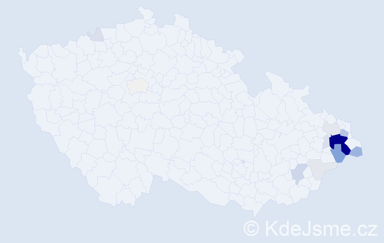 Příjmení: 'Gongolová', počet výskytů 65 v celé ČR