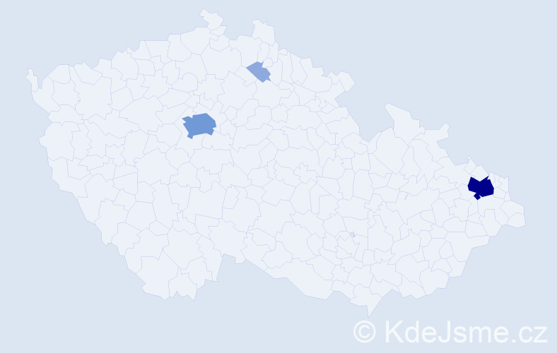 Příjmení: 'Rezgui', počet výskytů 9 v celé ČR