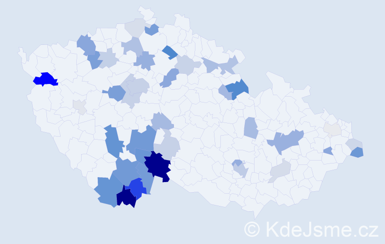 Příjmení: 'Pivcová', počet výskytů 123 v celé ČR