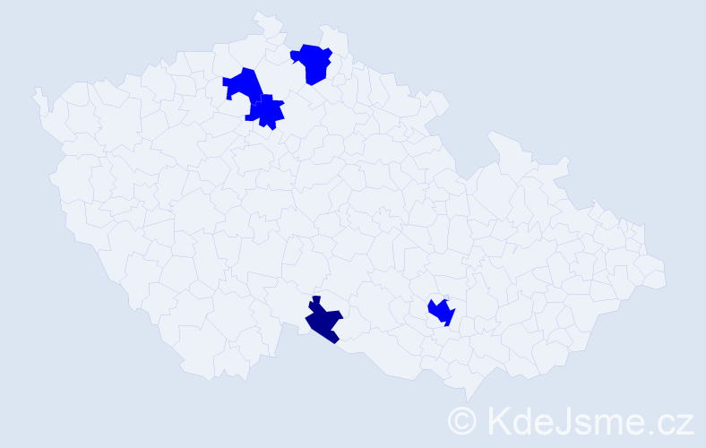 Příjmení: 'Dolezal', počet výskytů 6 v celé ČR