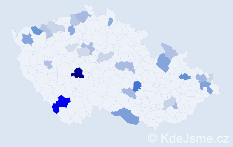 Příjmení: 'Nemethová', počet výskytů 67 v celé ČR