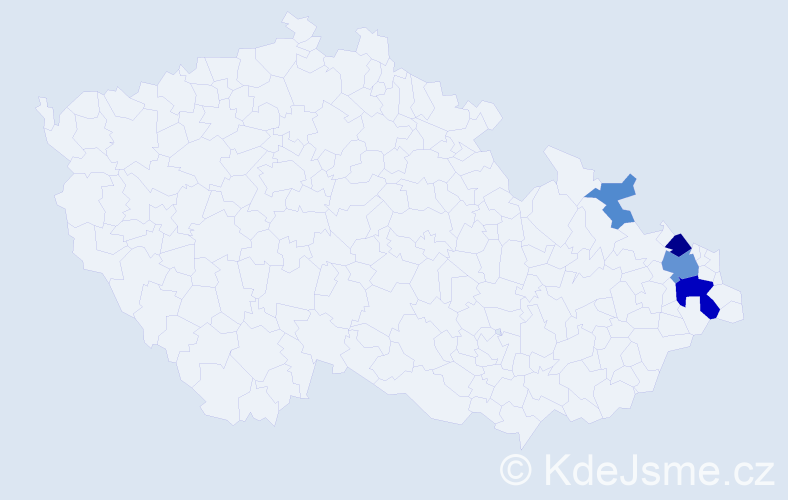 Příjmení: 'Zajaczová', počet výskytů 11 v celé ČR