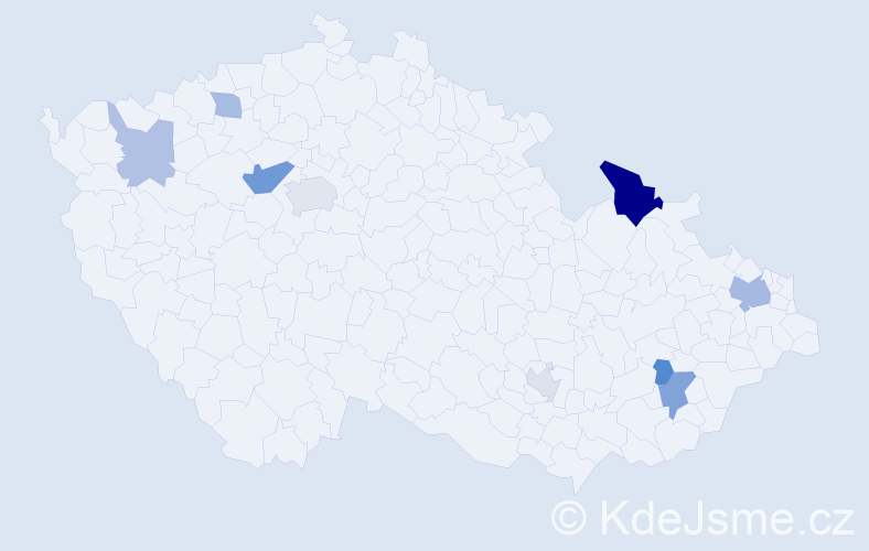 Příjmení: 'Krpelan', počet výskytů 18 v celé ČR
