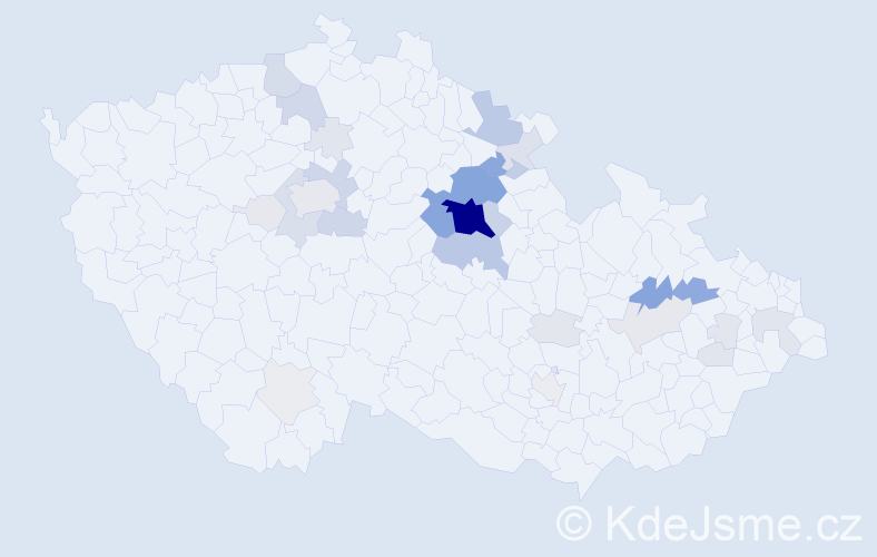 Příjmení: 'Kalhous', počet výskytů 154 v celé ČR
