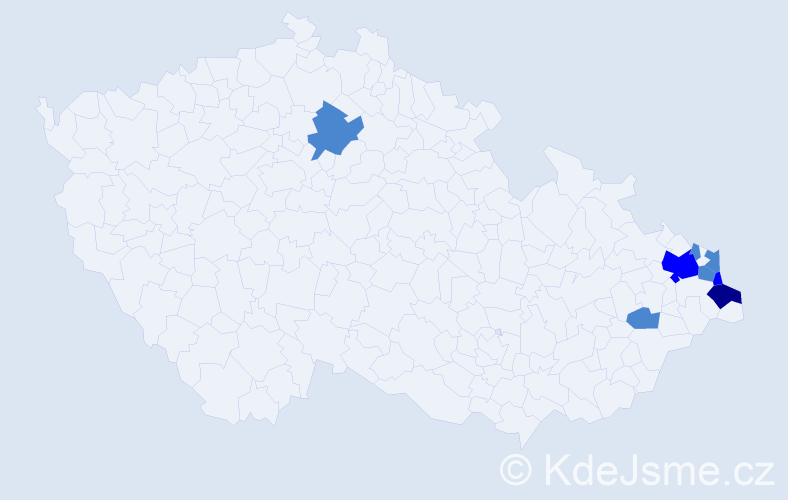 Příjmení: 'Zajˇc', počet výskytů 12 v celé ČR