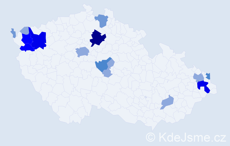 Příjmení: 'Kurák', počet výskytů 40 v celé ČR
