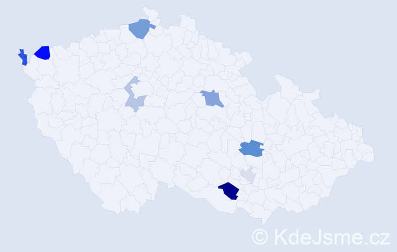 Příjmení: 'Vech', počet výskytů 12 v celé ČR