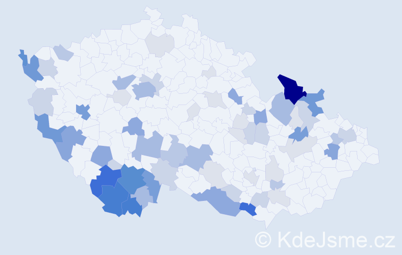 Příjmení: 'Mondek', počet výskytů 269 v celé ČR