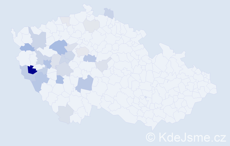 Příjmení: 'Ubl', počet výskytů 60 v celé ČR