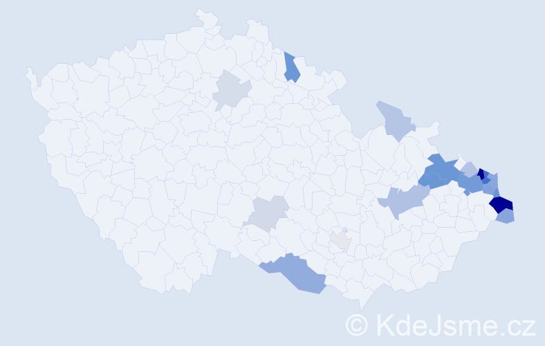 Příjmení: 'Kohutek', počet výskytů 65 v celé ČR