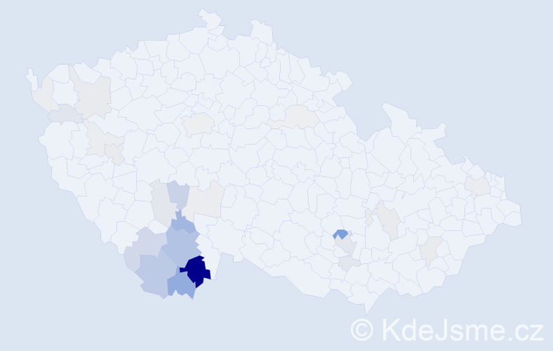 Příjmení: 'Stráský', počet výskytů 104 v celé ČR