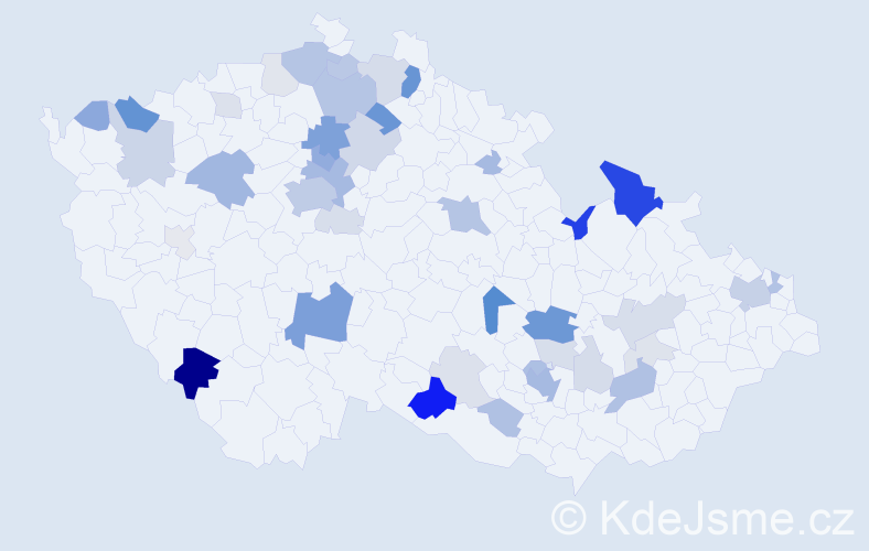 Příjmení: 'Dutka', počet výskytů 142 v celé ČR