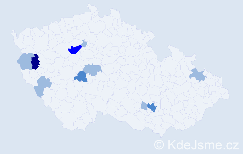 Příjmení: 'Durkáčová', počet výskytů 17 v celé ČR